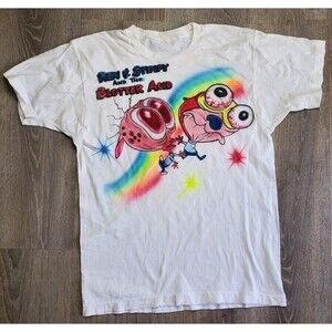 VINTAGE REN & STIMPY 90S CUSTOM AIRBRUSHED SINGLE STITCH T-SHIRT MENS XL 46-48